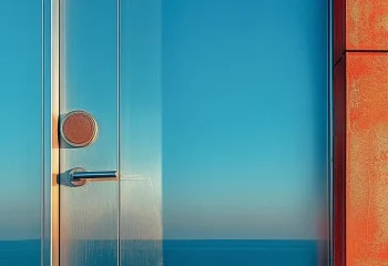 Einladende blaue Türen, die zu den Dienstleistungen eines Schlüsseldienstes führen