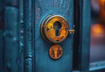 Antike blaue Türen mit alten Schlössern, die den Weg zu den Dienstleistungen eines Schlüsseldienstes weisen.