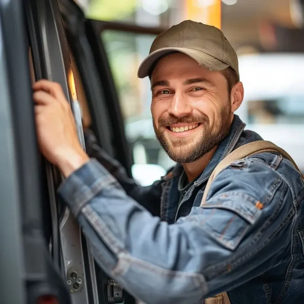 Der Schlosser, der das Autoöffnung Krefeld durchführt